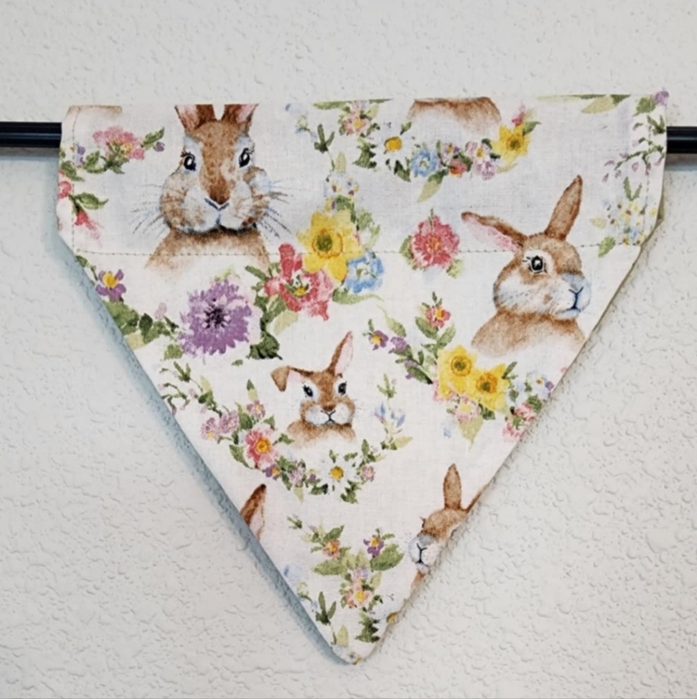 SMALL pink Floral Bunny Dog Bandana